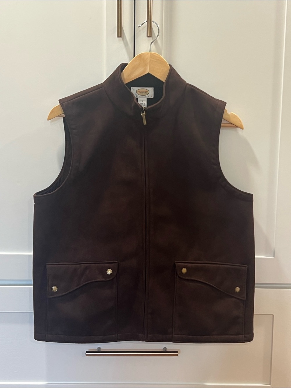 Vintage Talbots Dark Brown Faux Suede Full Zip Vest - Size M